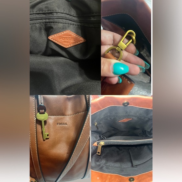 Fossil Carmen Brown Leather Tote Bag - Picture 8 of 12